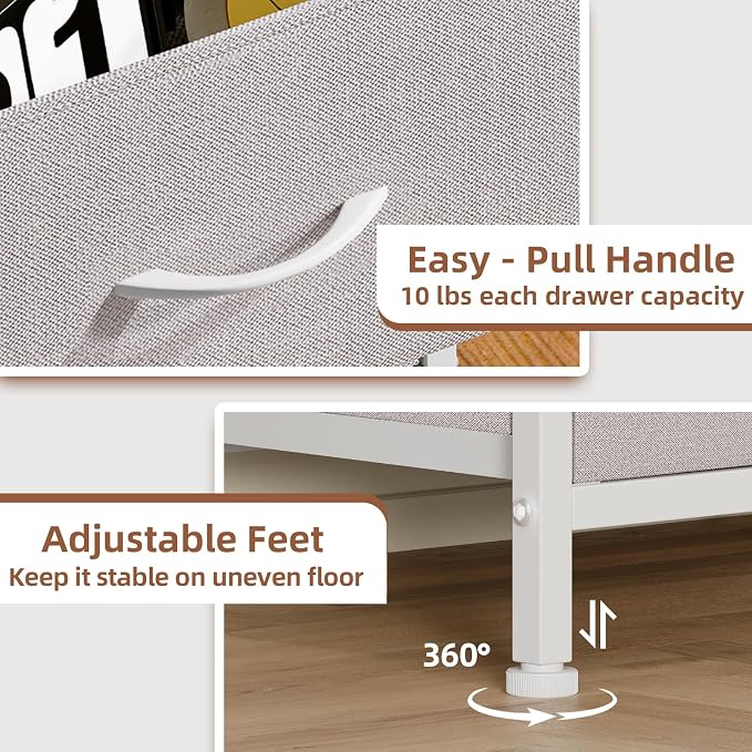 Somdot Tall Dresser for Bedroom with 6 Drawers, Storage Organizer Chest of Drawers with Removable Fabric Bins for Closet Bedside Living Room Laundry Entryway Hallway, Ash Grey