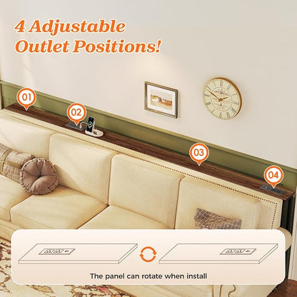 SUPERJARE 102 Inch Sofa Table with 2 Power Outlets and USB-C Ports, 5.9 Inch Narrow Console Table with Storage, Extra-Long, for Entryway Hallway Couch Behind Sofa, Small Spaces, Walnut