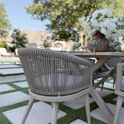 PURPLE LEAF Outdoor Dining Set for 10 All-Weather 12 Pieces Patio Aluminium Dining Large Table and Rope Weave Chairs Included Cushions for Backyard Deck Kitchen Modern Patio Furniture Set Champagne