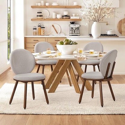 LUE BONA Dining Chairs Set of 4, Upholstered Fabric Kitchen Chairs with Dual-Spine Backrest, Kitchen Chair with Solid Wood Legs and Ergonomic Curved Seat, Easy Assembly for Kitchen Dining Room, Gray