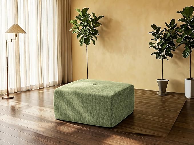 37" Oversized Boneless Couch, Comfort Cloud Sectional Couches for Living Room, Modular Sofa High Back & Extra Deep Seat, No Assembly, Soft Chenille Fabric (Olive Green, 37 inch-Single Ottoman)