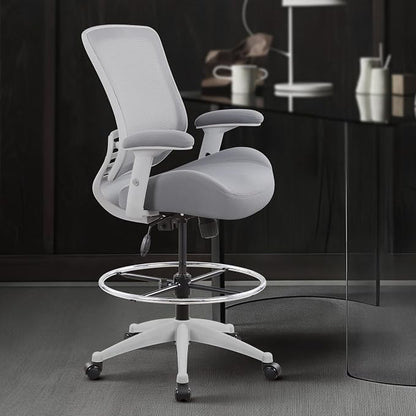 BOLISS 400lbs Mesh Ergonomic Office Drafting Chair Big Adjustable Foot Ring Height Adjustable Armrest (Grey)