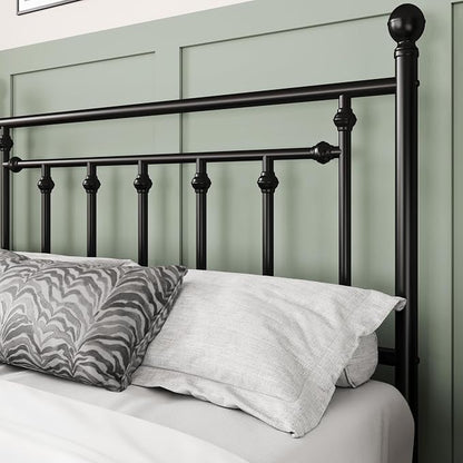 Allewie 14 Inch Full Size Metal Platform Bed Frame with Victorian Vintage Headboard and Footboard/Mattress Foundation/Under Bed Storage/No Box Spring Needed/Easy Assembly/Noise Free/Black