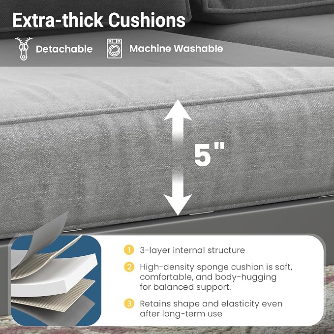 Wisteria Lane Metal Patio Furniture Sofa, All-Weather Outdoor Couch with Upgraded Cushions, Weather-Resistant Heavy Duty Modern Outdoor 2 Seats Sofa for Garden, Balcony, Deck, Backyard, Dark Grey
