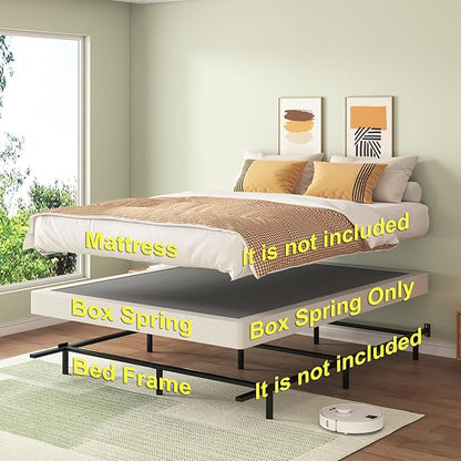 FMDMR Queen Box Spring for Bed, 5 Inch Queen Size Box Spring Only with 3000lbs Max Weight Capacity, Durable Mattress Foundation Easy Assembly, Non-Slip, Noise Free
