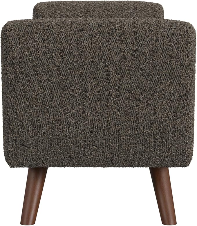 HomePop 60" Modern Storage Bench with Wood Legs - Dark Brown Boucle
