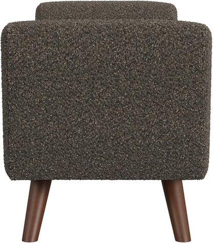 HomePop 60" Modern Storage Bench with Wood Legs - Dark Brown Boucle