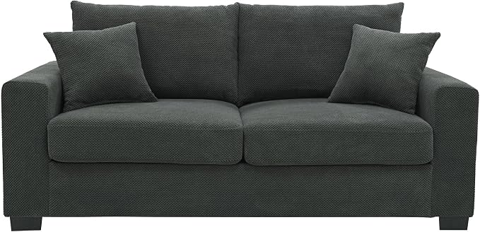 Ball & Cast 69" Loveseat Sofa, Modern Love Seat Couches for Living Room,Upholstered 2 Seater Small Couch with Throw Pillows for Bedroom,Apartment,Office,Easy Assembly,Dark Grey