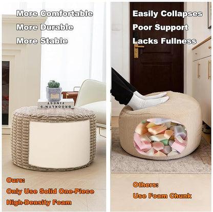 Asuprui Pouf Ottoman Stuffed Round Modern Foam Filled Ottoman Foot Rest Poufs for Living Room Chair Decorative Boho Foot Stool for Wedding Christmas Party
