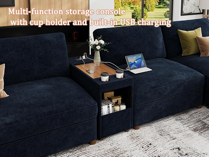 EASE MOOSE Oversized Sectional Sofa, L Shape Modular Deep Seat Couch