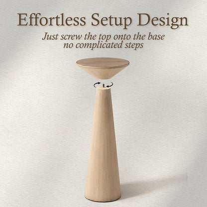 COZAYH Farmhouse Tall Pedestal End Table Small Solid Wood Martini Table Plant Stand Modern Round Drink Table for Small Space Living Room, Distressed Wood Grey