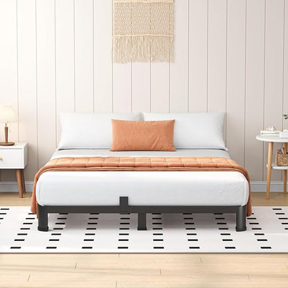 VIPSHOW 4 Inch Queen Heavy Duty 3500 lbs Bed Frame with Round-Corner Legs & Anti-Squeak Design – Quick Assembly Metal Platform, No Box Spring Needed