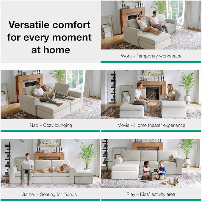 Novilla 108" Modular Sectional Sofa, Modular Sectional Couches for Living Room Bedroom, Chenille Removable Cover Cloud Couch Sectional with Smarts Coil® Support L-Shaped Couch(Beige, Left-Arm Chair)