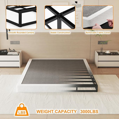 NHODIR 5 Inch Box Spring Full Size, Low Profile Metal Bed Base with Fabric Cover, Easy Assembly, Noise Free