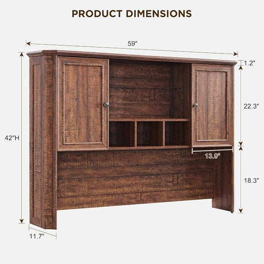 T4TREAM 59" Home Office Desk Hutch with Ample Storage, Only Match VSC Series Farmhouse Desk (Reclaimed Barnwood)