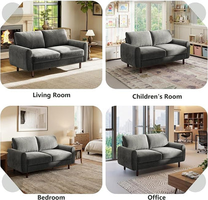 WorthFurni 68" Loveseat Sofa, Comfy Chenille Fabric Couches for Living Room with Spring Cushion and Solid Wood Frame, Modern Deep Seat Couch for Bedroom, Apartment, Office, Easy Assembly, Gray