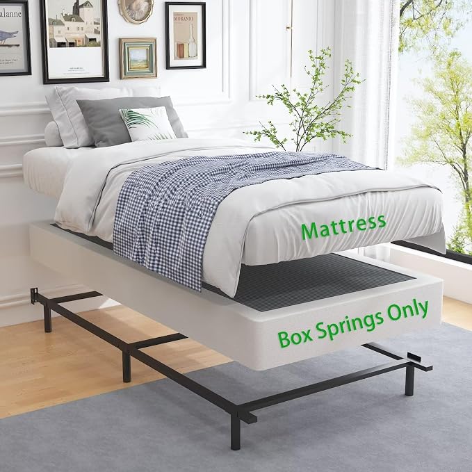 ALDRICH 7 Inch Heavy Duty Metal Box Spring Mattress Foundation 1500lbs Max Weight Capacity/Non-Slip/No Noise/Easy Assembly/Easy Clean Cover,Twin XL