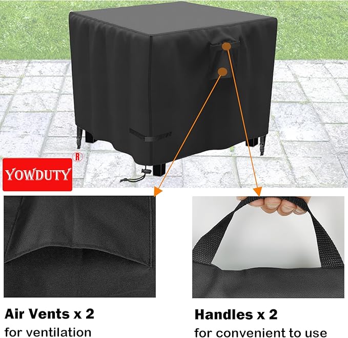 Propane Fire Pit Cover Square 32 Inch, Waterproof Heavy Duty 600D Gas Fire Pit Table Cover 32 x 32 x 25 Inch, Fit 28/29/30/31/32 Inch Firepit Table, All-weather Protection For Patio