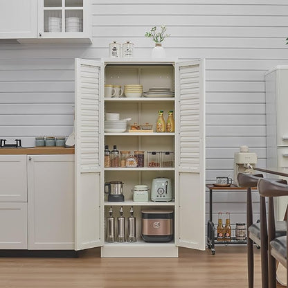 61'' Metal Pantry Cabinet with 4 Adjustable Shelves, Freestanding Steel Storage Cabinet for Kitchen & Home