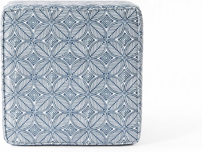 HomePop 18" Classic Square Storage Ottoman - Blue Indigo Print