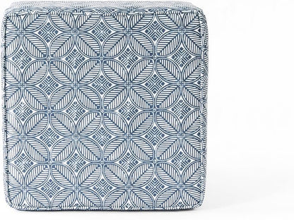 HomePop 18" Classic Square Storage Ottoman - Blue Indigo Print