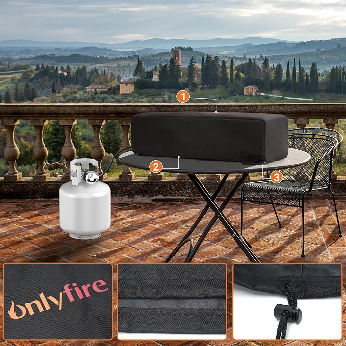 Onlyfire Tabletop Fire Pit Cover, 28 Inch Rectangular Outdoor Patio Gas Propane Firepit Cover with UV Resistant and Waterproof Firepit Table Cover for Patio & Outdoors, 28.7x9.2x7.7 inch