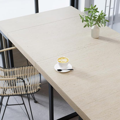 Lasageldar 118" Extendable Dining Table for 2-10 People, Modern Space-Saving Wood Dinner Table for Kitchen Dining Living Room Outdoor Patio (Accent White)