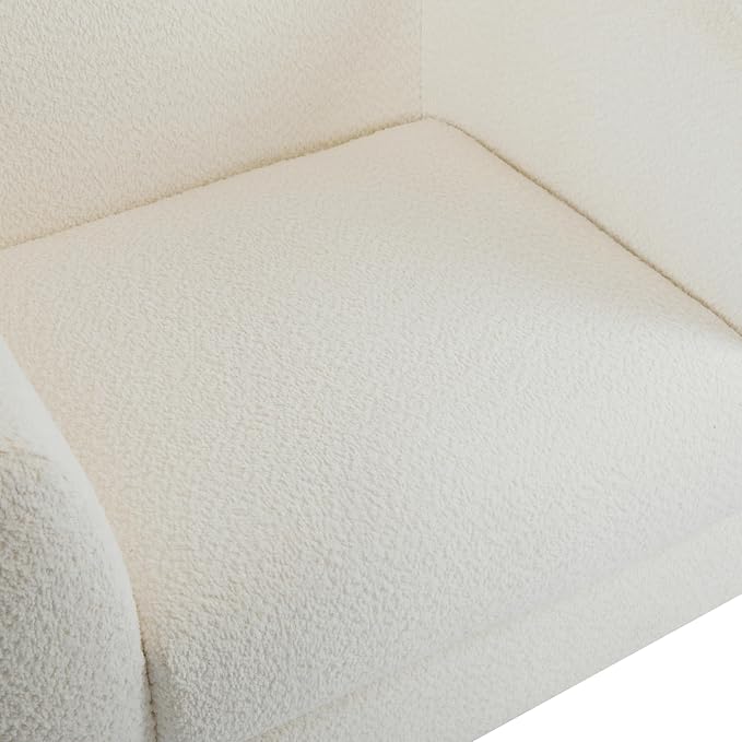 Christopher Knight Home Modern Boucle Fabric Upholstered Club Chair for Living Room, Home Office, Apartment, Relaxing Chair with Removable Cushion and Birch Wood Legs, White and Walnut
