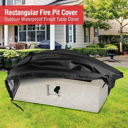 Fire Pit Cover Rectangular 42 Inch,Propane Gas Fire Pit Table Cover,Outdoor Waterproof Firepit Table Cover - 42 x 17 x 13 Inch