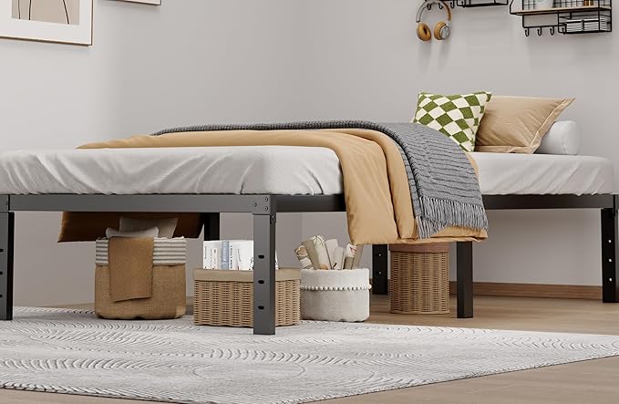 LUMUNANCE Metal Bed Frame Twin Size - 14 Inch Heavy-Duty Twin Platform Bed Frame No Box Spring Needed, Easy Assembly, Noise-Free, Sturdy Mattress Foundation, Underbed Storage Space