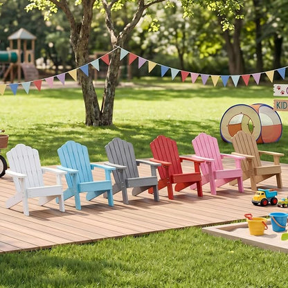 Giantex Kids Adirondack Chair, All-Weather HIPS Children's Outdoor Chair with Tilted High Backrest, Toddler Beach Chair for Garden Patio Backyard, Kids Lawn Chairs for Age 3-7 (4,Gray)