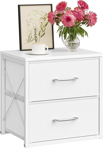 CHOEZON Stackable Storage Drawers for Closet, 2 Drawer Dresser with Wooden Top, Fabric Clothes Organizers with Metal Handles, Closet Organizer with 2 Drawers for Bedroom, Living Room, White TCW30WB