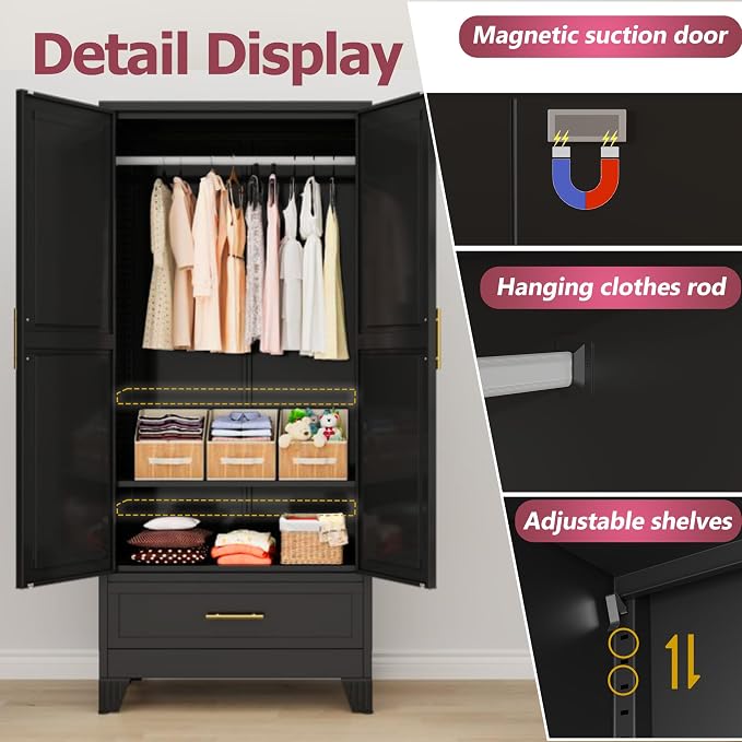 GAIOUS Steel Armoire Wardrobe Closet