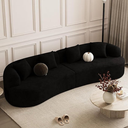 131" Curved Modular Sectional Sofa for Living Room, Modern Chenille Oversized Cloud Couch Sofa, Luxury Plush Extra Deep 4-Seater Boucle Couch for Apartment‌‌, No Assembly Required, Black