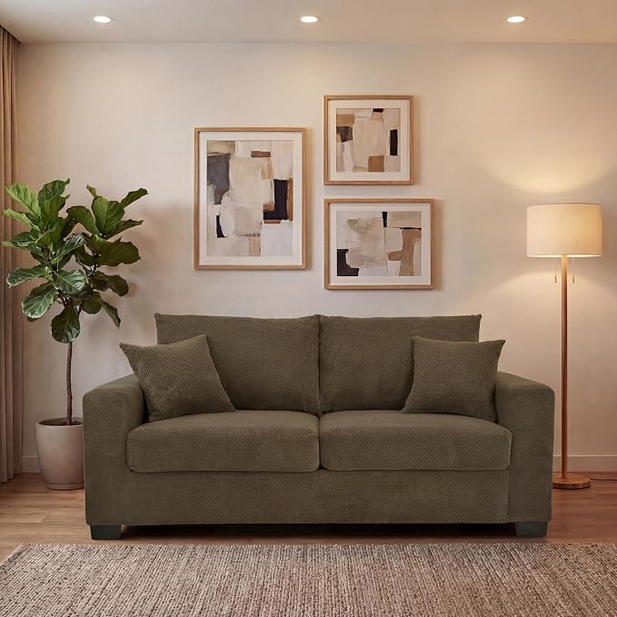 Ball & Cast 69" Loveseat Sofa, Modern Love Seat Couches for Living Room,Upholstered 2 Seater Small Couch with Throw Pillows for Bedroom,Apartment,Office,Easy Assembly,Coffee