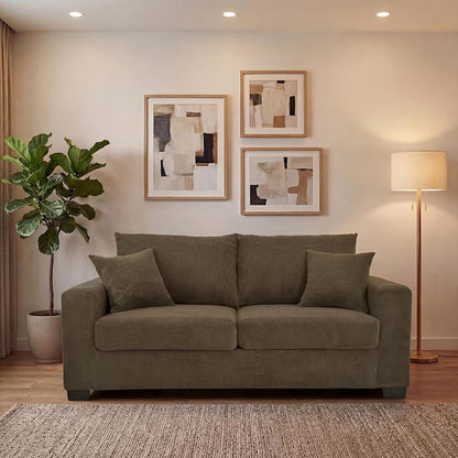 Ball & Cast 69" Loveseat Sofa, Modern Love Seat Couches for Living Room,Upholstered 2 Seater Small Couch with Throw Pillows for Bedroom,Apartment,Office,Easy Assembly,Coffee
