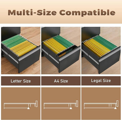 Approgreent 2 Drawer Metal File Cabinet, Fully Assembled Locking Filing Cabinet with Anti-Tipping Wheels, Quiet Slide, Heavy-Duty Steel Construction, Fits A4 Letter Legal for Home Office, Matte Black