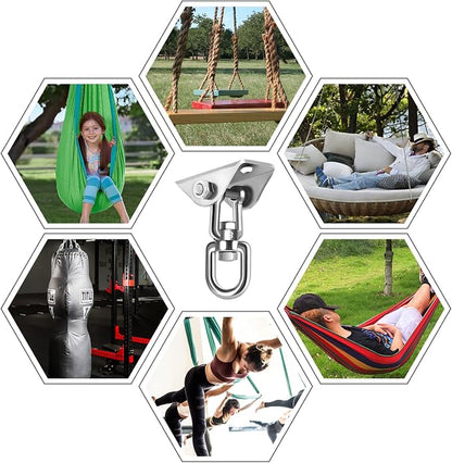 Hammock Hanging Kit,Hanging Chair Hardware 360°Rotating 1000 lb Capacity Hammock Hooks Heavy Duty,Hammock Chair Hanging Kit & Swing Ceiling Hook Snap for Hammock Chair Stand,Seat,Tree,Yoga,Gym(Silver)