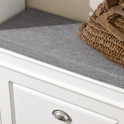 SoBuy Tiny Shoe Storage Bench, Narrow Shoe Cabinet for Entryway, Small Shoe Rack with Cushion&2 Tiers Flip-Drawer, Closet Hallway Mudroom White FSR82-K-W