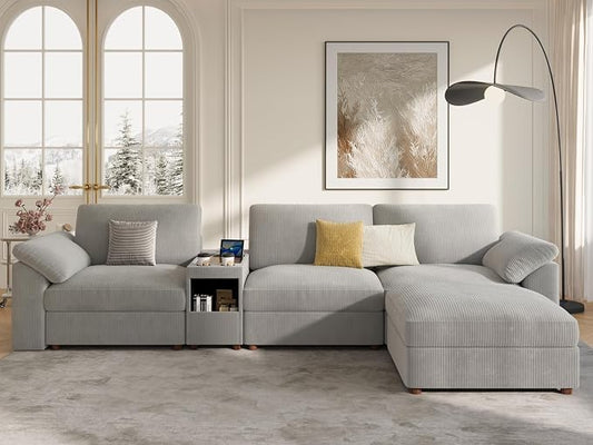 EASE MOOSE Oversized L Shape Sectional Modular Sofa, Extra Large Deep Seat Couch Modular Removable Washable Sectional Couch