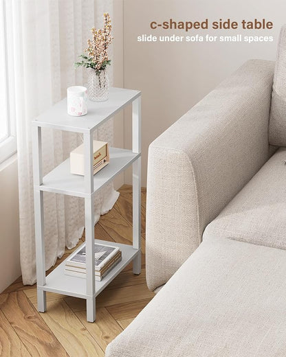 TUTOTAK Small Side Table, Narrow End Table, Skinny Sofa Table, Slim Nightstand, Couch Table, Living Room, Bed Room, White TB01BW077