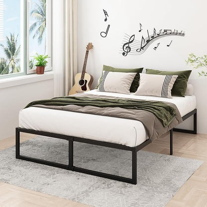 Lutown-Teen 14 Inch California King Bed Frames No Box Spring Needed Heavy Duty Metal Cal King Platform for Mattress Foundation, Noise Free, Easy Assembly, Black