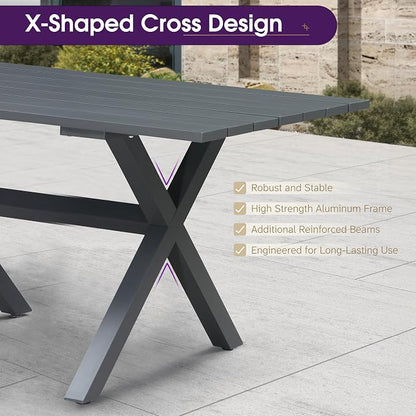 PURPLE LEAF 5 Pieces Patio Dining Set Wicker Outdoor Furniture Rectangular Table and Chairs Set for Garden Deck Aluminum Frame Backyard Kitchen Set, Cushions and Pillows Included Taupe
