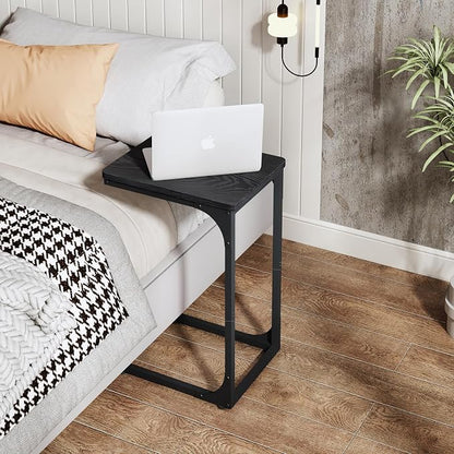 QEEIG C Table Side Table Set of 2 Living Room Sets C Shaped Couch Tray End Tables Modern, Black (017-30B)