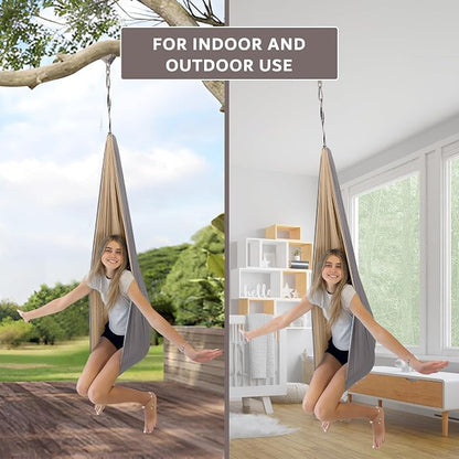 Double Layer Reversible Sensory Swing| Outdoor and Indoor Swing For Kids and Adults Up to 260 lbs | Autism Cocoon Swing | Kids Sensory Swing