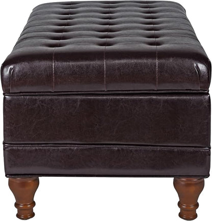 HomePop Deluxe Tufted Storage Bench with Hinged Lid, Espresso