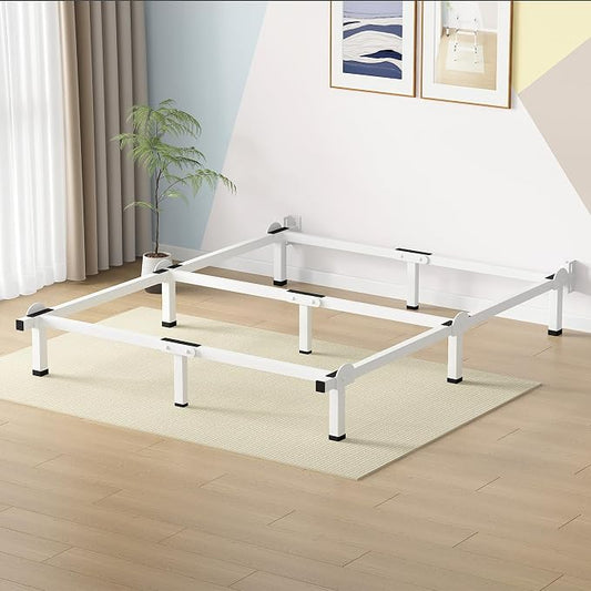 Superay Metal Bed Frame, 9-Leg Bed Base, 8 inches Support for Box Spring, Queen, Easy Assembly, White