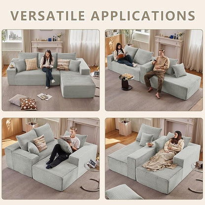 107.5" Cloud Sectional Couch with L-Shape Chaise, Modern Cloud Couch with Deep Seat, Modular Sectional Couches for Living Room, Apartment, Office, No Assembly Required