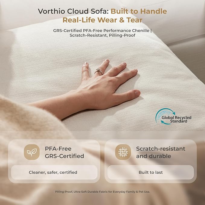 Cloud Couch Sectional 113.2'' Oversized Modular Deep Seat Sofa L Shaped Comfy White Cloud Couch with Washable Cover for Living Room 3 Seater with 1 Ottoman