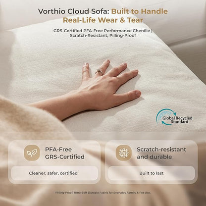 Cloud Couch Sectional 113.2'' Oversized Modular Deep Seat Sofa L Shaped Comfy White Cloud Couch with Washable Cover for Living Room 3 Seater with 1 Ottoman